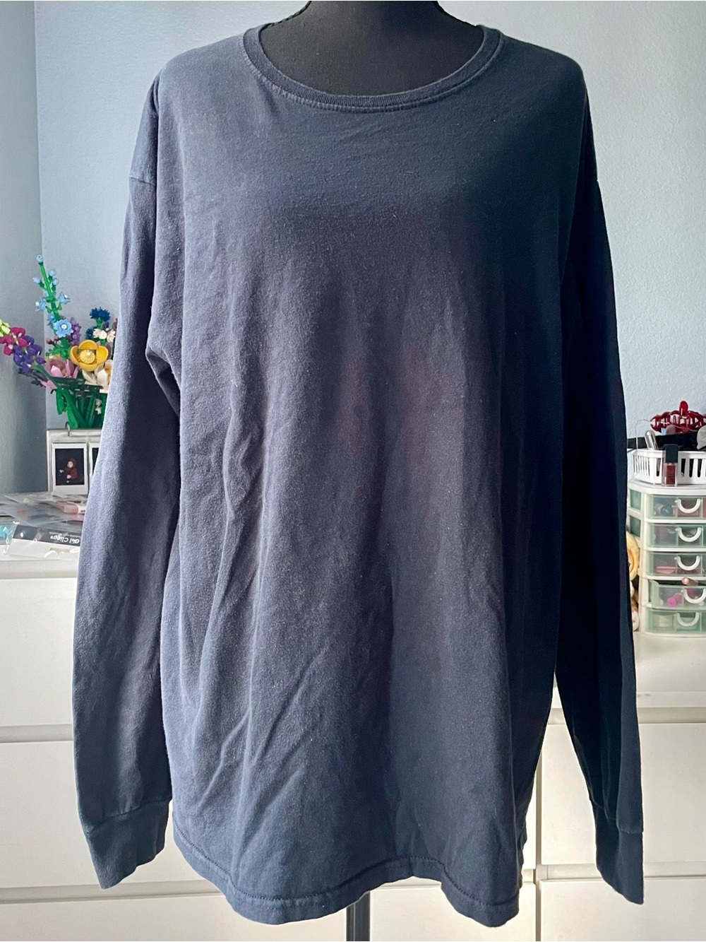 Fruit of the Loom Black Long Sleeve Tee Unisex Men’s Size Large